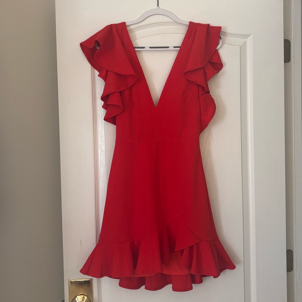 Elegant Red Ruffle Dress
